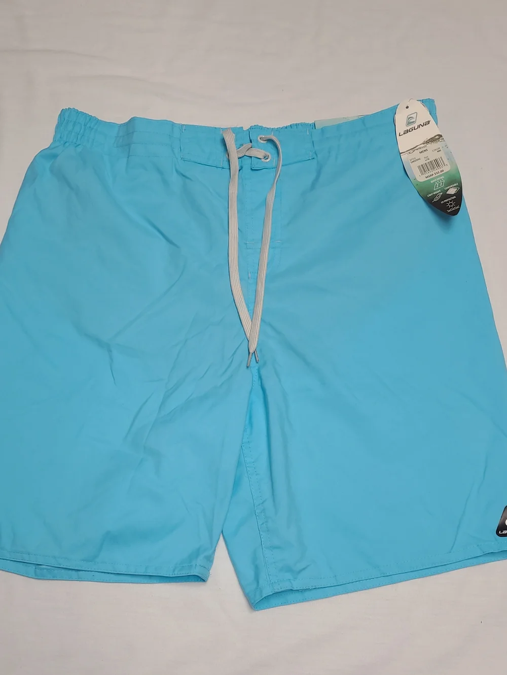 NWT Laguna Men's Aquamarine Swim Trunks Board Shorts w/Drawstring elastic waist